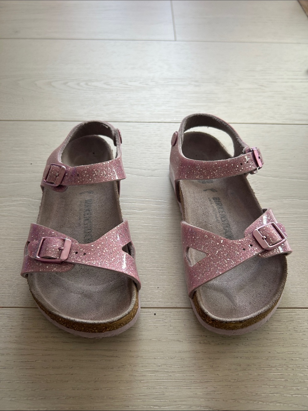 Birkenstock Kids Pink Glitter Buckle Sandals